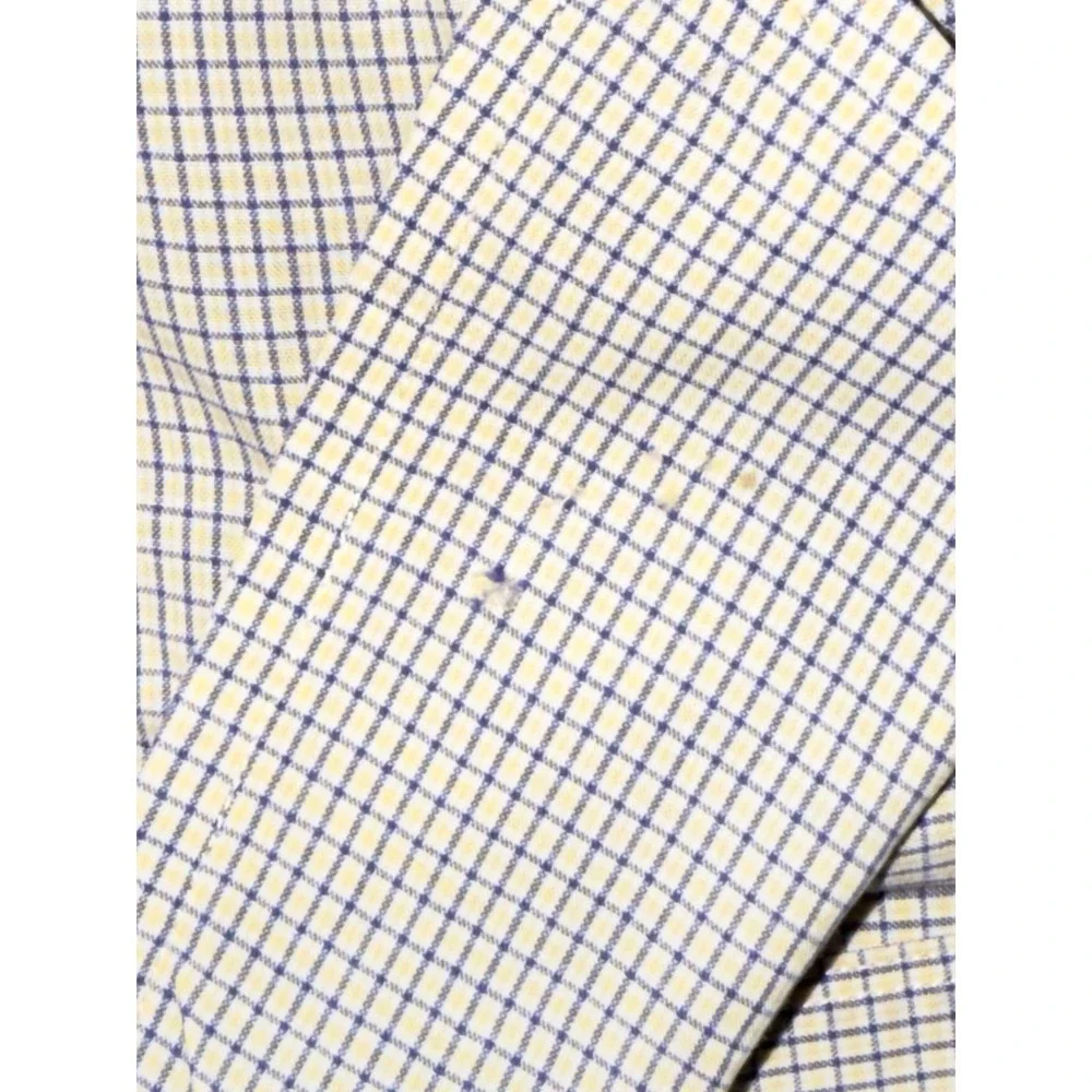 Brooks‎ Brothers Button Up Yellow Check Shirt Men's Size 16.5 Long Sleeve Pocket - Picture 3 of 6